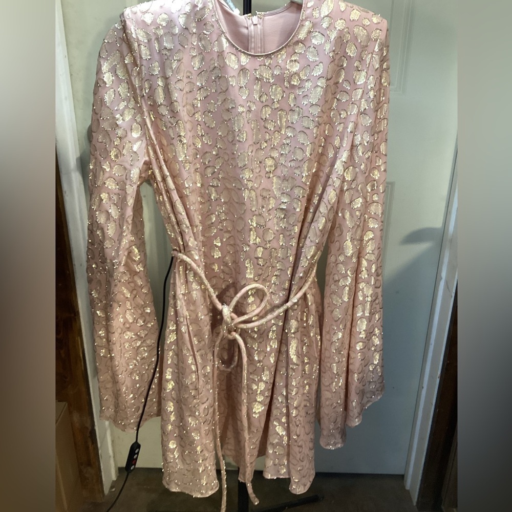 Stella McCartney Blush and Gold Lace Midi Dress